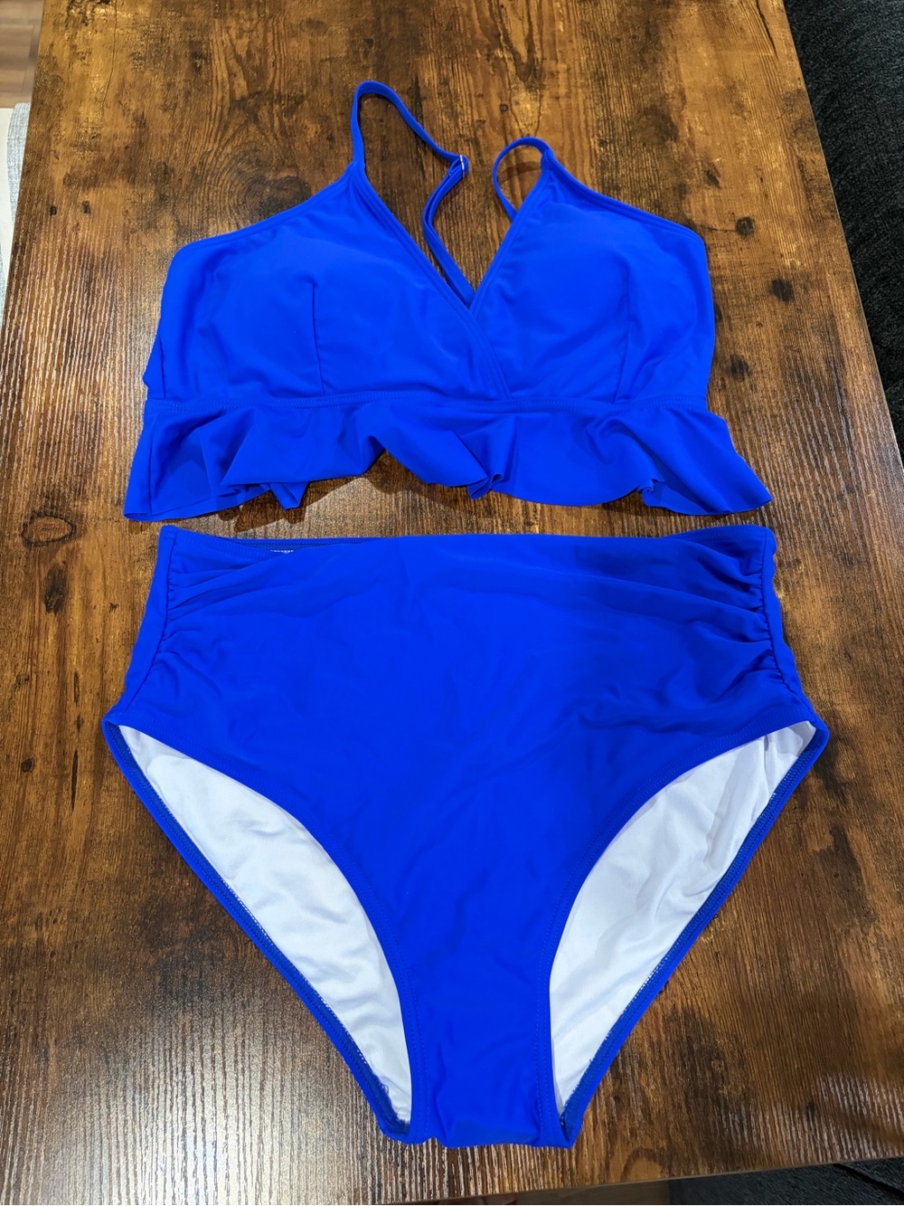 Blue Ruffle High-Waist Bikini Set - Picture 3 of 7